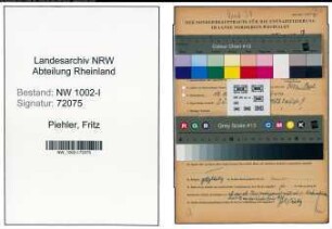 Entnazifizierung Fritz Piehler , geb. 19.11.1901 (Schlosser)
