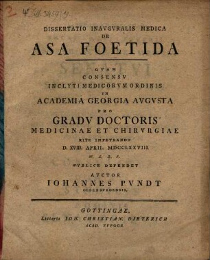 Diss. inaug. med. de asa foetida