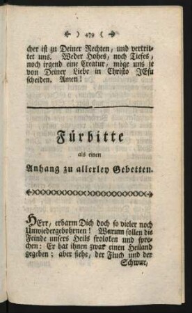 Fürbitte als einem Anhang zu allerley Gebetten