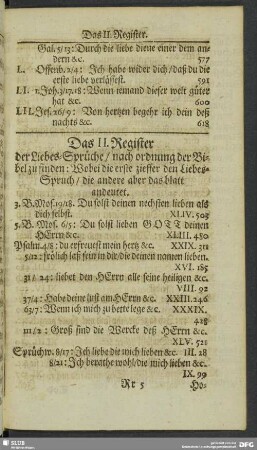 Das II. Register der Liebes-Sprüche, nach ordnung der bibel zu finden
