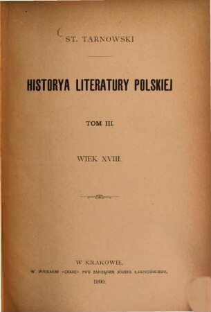 Historya literatury polskiej. 3, Wiek XVIII