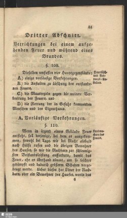 Dritter Abschnitt. Verrichtungen bei einem ausgehenden Feuer und während eines Brandes