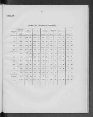 Tabelle VI. Ergebnis der Prüfungen auf Sehschärfe.