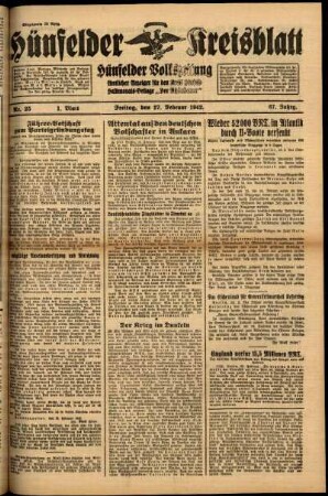 Erste Ausgabe vom Freitag, den 27. Februar 1942.