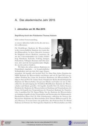 A. Das akademische Jahr 2015