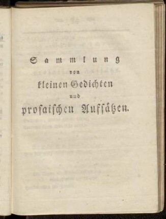 Sammlung von kleinen Gedichten und prosaischen Aufsätzen