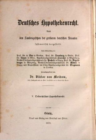 Das Oestreichische Hypothekenrecht, 1
