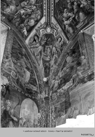 Szenen der Passion Christi, dem Leben Mariens und Johannes des Täufers : Szenen aus dem Leben Johannes des Täufers : Kartusche mit Verkündigung der Geburt des Täufers an Zaccharias