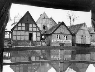 Otterndorf 1934, An der Medem : Otterndorf. Stadtansicht. Im Vordergrund die Medem