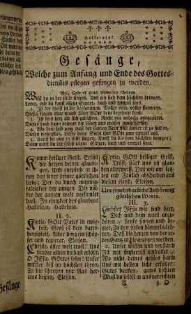 Gesänge, Welche zu Anfang und Ende des Gottesdienstes pflegen gesungen zu werden.