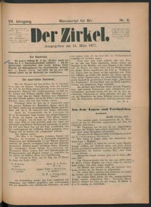 Nr. 6. Ausgegeben am 15. März 1877.