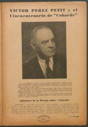 Víctor Perez Petit y el Cincuentenario de "Cobarde" : Opiniones de la Prensa sobre "Cobarde"