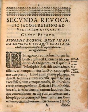 Secvnda Revocatio Jacobi Reihing Ad Aram Veritatis Revocata, Et In Hostiae Vicem Mactata