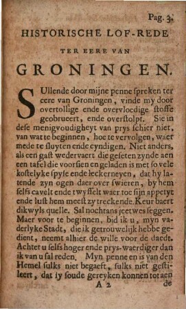 Historische Lof-Rede Ter Eere Van Groningen