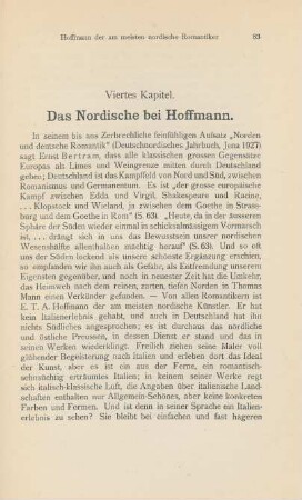 Viertes Kapitel. Das Nordische bei Hoffmann