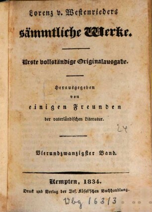 Lorenz v. Westenrieder's sämmtliche Werke. 24