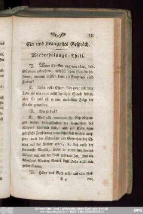 Ein und zwanzigstes Gespräch.