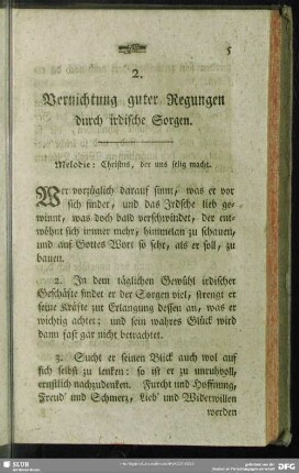 2. Vernichtung guter Regungen durch irdische Sorgen