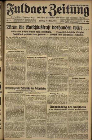 Erste Ausgabe vom Freitag, den 30. März 1934.