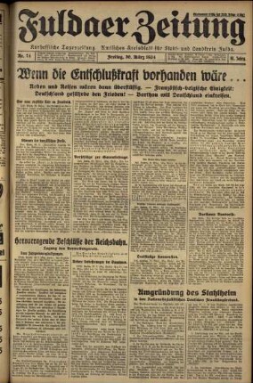 Erste Ausgabe vom Freitag, den 30. März 1934.
