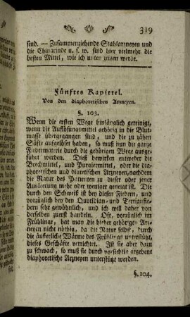 Fünftes Kapittel. Von den diaphoretischen Arzneyen.