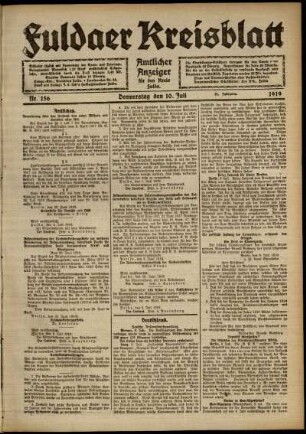 Ausgabe vom Donnerstag, den 10. Juli 1919.