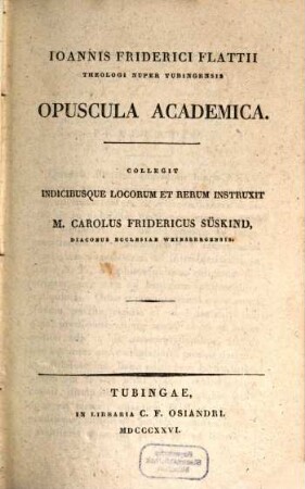 Opuscula Academica