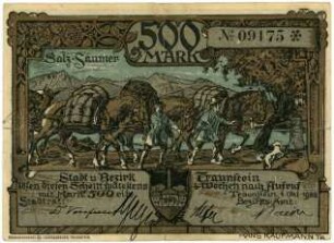 Geldschein / Notgeld, 500 Mark, 1.10.1922