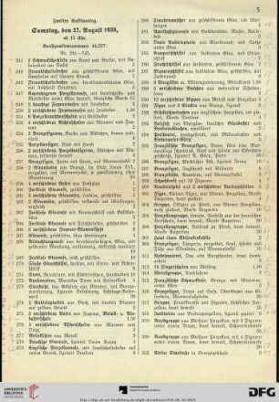 Zweiter Auktionstag. Samstag, den 27. August 1938, ab 15 Uhr (Nr. 241-745)