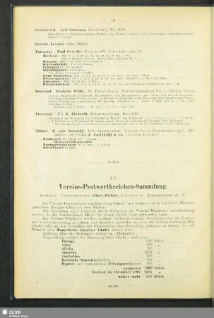 XII. Vereins-Postwerthzeichen-Sammlung