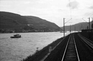 Bingen: Rheinstrecke beim Binger Loch, aus dem letzten Wagen