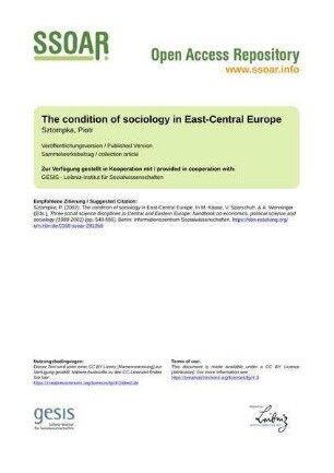 The condition of sociology in East-Central Europe