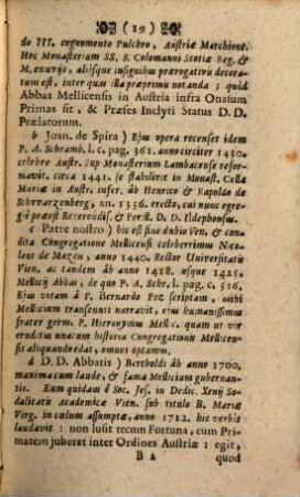 R. D. P. Bernardi Pezii, Benedictini & Bibliothecarij Mellicensis Epistolae Apologeticae Pro Ordine Sancti Benedicti : Adversus Libellum: Cura salutis, sive de statu vitae mature, ac prudenter deliberandi Methodus, &c. inscriptum, & Sodalibus B. Mariae Virg. sine labe Conceptae in Caesareo Academico Soc. Jes. Collegio Viennae erectae in Strenam oblatum Anno M.DCC.XIV. Autore Anonymo Soc. Jesu. Defenduntur hic etiam obiter Inclytus Status Petrinus, Ordo Can. Reg. S. Aug. Cisterciensis, Praemonstratensis, reliquique Stabilitatem profitentes. Epistola Decima exhibet insignem Catalogum Scriptorum, qui ab anno M. DC. usque ad M. DCC. XIV. in Ordine S. Bened. floruerunt