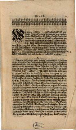 Ohnhintertreiblicher Beweiß, Daß in Sachen Des Gräflich- und nun auch Fürstlich- und Gräflichen Hauses Stollberg, Entgegen Des Herrn Caroli Regierenden Fürstens zu Löwenstein-Wertheim Fürstliche Durchlaucht, ... Jene unterm 30. April 1739. von der Lüttigischen Commission an sich nichtiglich, gleichwohlen in contumaciam anmaßlich, beschehene Taxation ernamsten Lüttigischen Antheils ... auf keine Weiß in die Würklichkeit zu bringen seye ... : Wertheim den 1. August 1746.