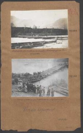 Pontonbrücke über den Isonzo, von deutschen Pionieren im feindl. Feuer erbaut