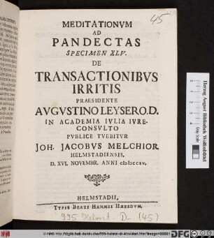 De Transactionibvs Irritis