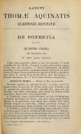 Sancti Thomae Aquinatis doctoris angelici quaestiones disputatae : accedit liber de ente et essentia, 1. De potentia. De malo I-V