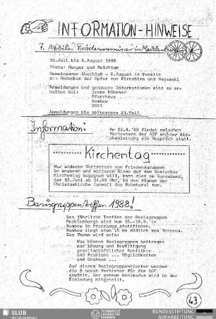 Informationen, Hinweise
