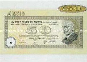 Aktie der August Thyssen-Hütte AG über 50,- Deutsche Mark