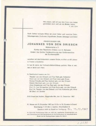 Driesch, Johannes (Prof. Dr. von den Driesch)