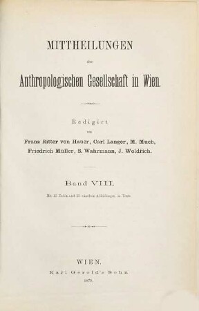 Mitteilungen der Anthropologischen Gesellschaft in Wien : MAG. 8. 1879