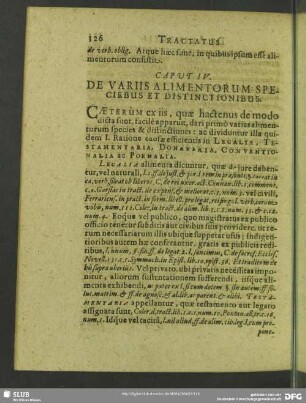 Caput IV. De Variis Alimentorum Speciebus Et Distinctionibus