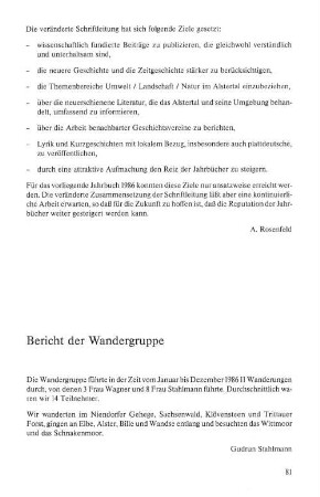 Bericht der Wandergruppe