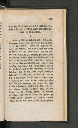 Von der Nothwendigkeit sich mit den Beweisen für die Existenz eines künftigen Lebens zu beschäftigen.