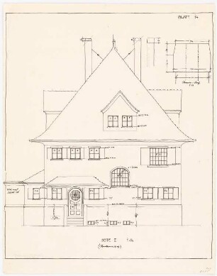 Wohnhaus Hauser, Solln: Ansicht Seite II (Straßenansicht) 1:50