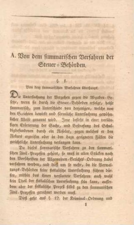 A. Von dem summarischen Verfahren der Steuer-Behörden