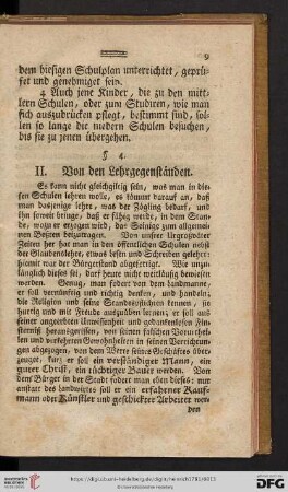 II. Von den Lehrgegenständen