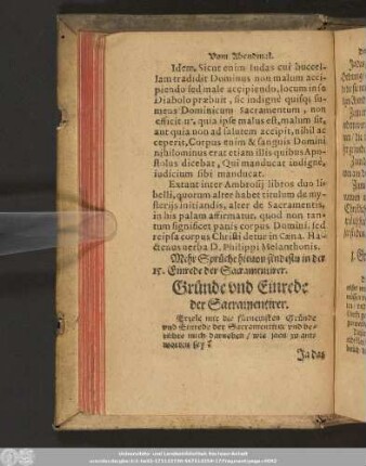 Grůnde und Einrede der Sacramentirer.