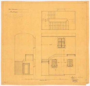 Villa Ostermann, Darmstadt Projekt II: Haupttreppe: Grundriss und Schnitte, 1:25