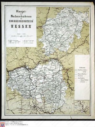 Eisenbahnkarte des Großherzogtums Hessen